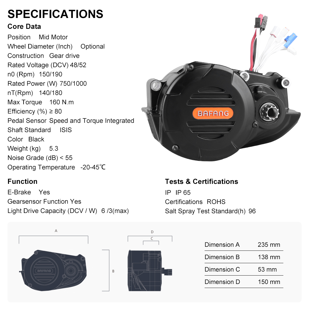 risunmotor M620 G510 48V 52V 1 - Mid Drive Motor Kit 52V 1000W review and price